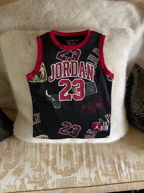 Jordan Black & Red Kids' Tank Top with 23 Graphics
